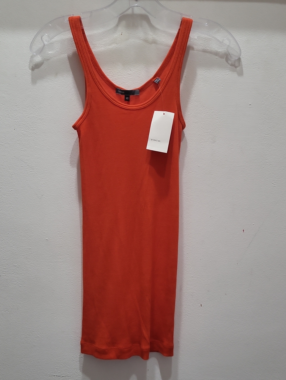 NWT Vince Orange Scoop Neck Ribbed Tank Dress